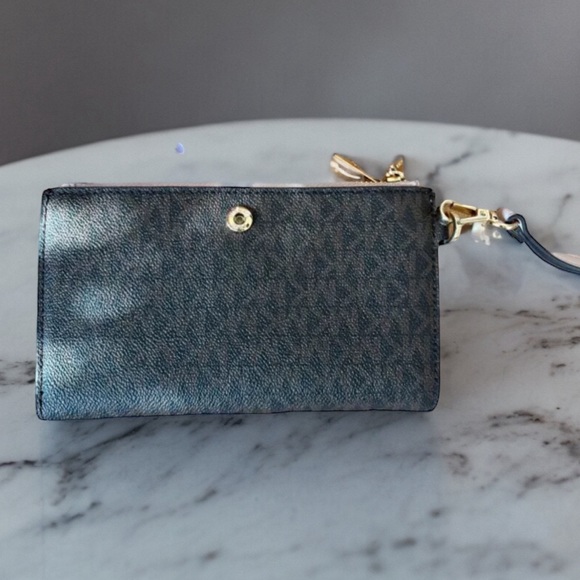 Michael Kors Jet Set Logo Large Double Zip Wristlet Wallet (Brown/Powderblush - Picture 6 of 10